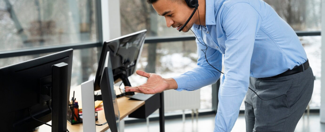 close up person working call center